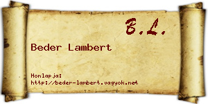 Beder Lambert névjegykártya